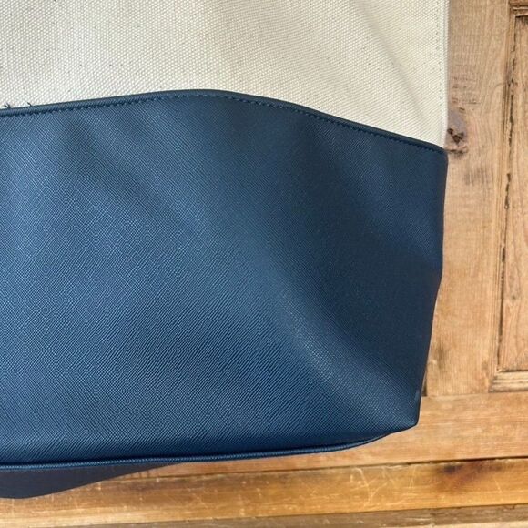 Keep Collective Canvas Purse Cream Navy Blue Color Block Shoulder Tote Bag Boho - Picture 4 of 14